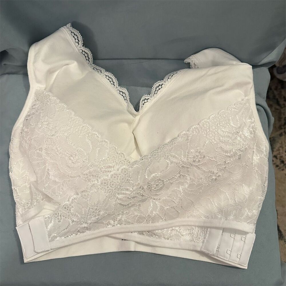 Cara Mia Women's Lace T-Shirt Bra White Size L Adjustable Straps
